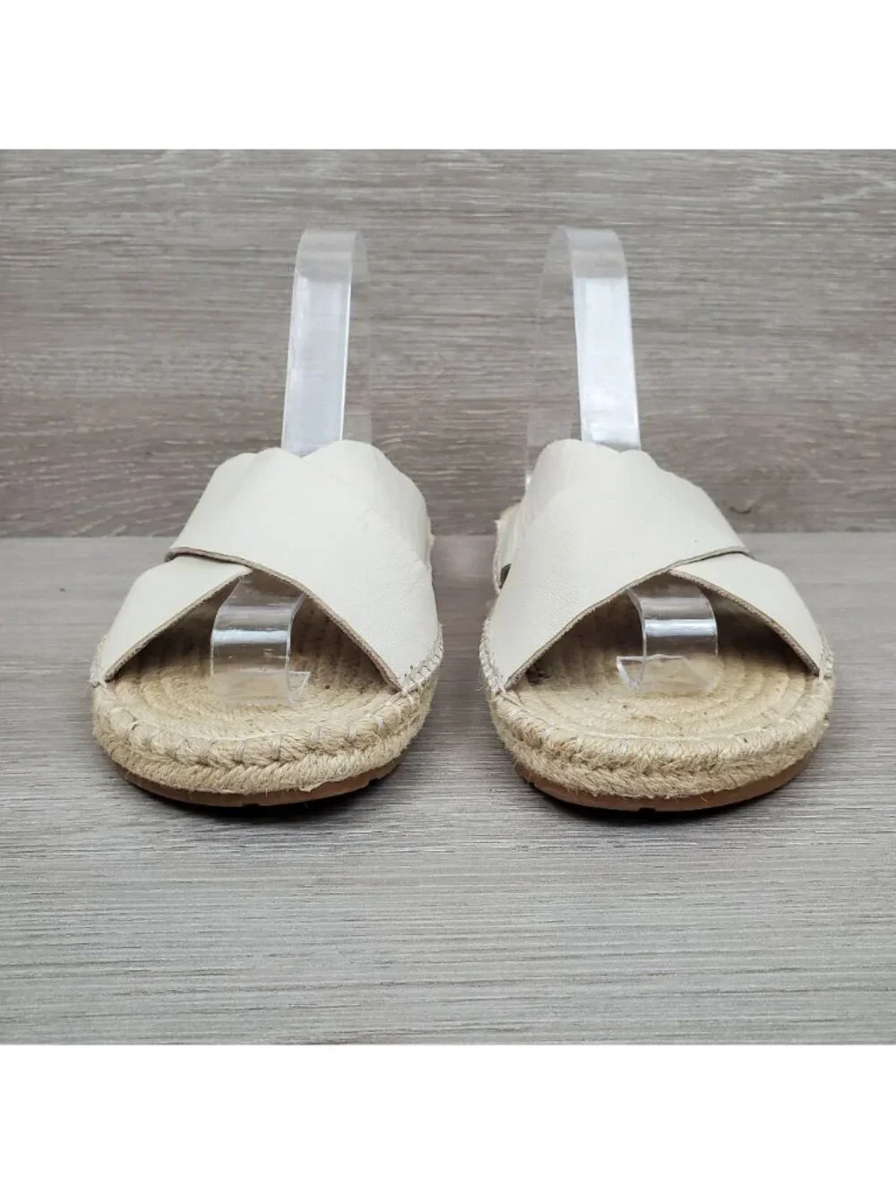 Charlotte Stone white leather open toe criss cross espadrilles